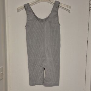 Chic Gray Ribbed Sleeveless Bodysuit